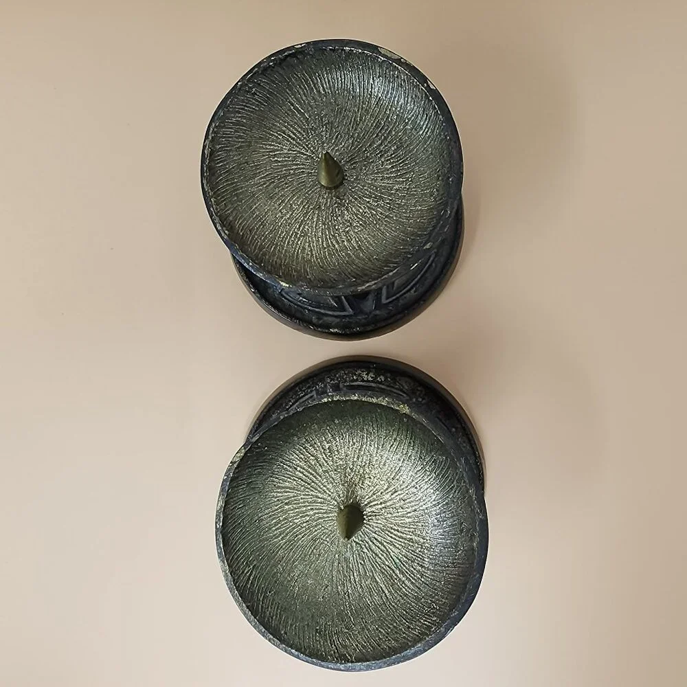 Pair Of Vintage Mid-Century Modern Brass Candle Holders‎